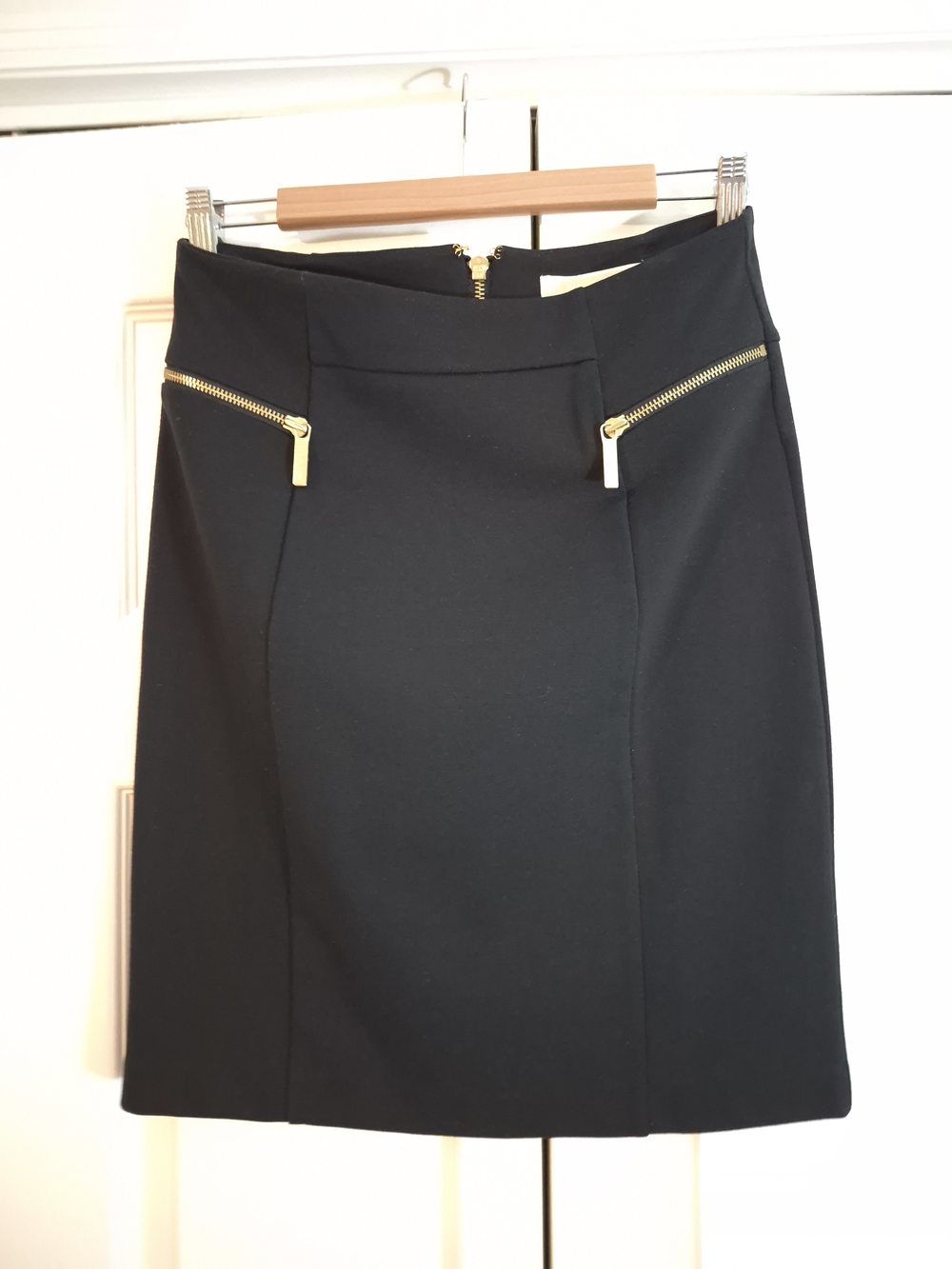 MICHAEL Michael Kors Black Pencil Skirt with Gold Zippers - Women's Skirt